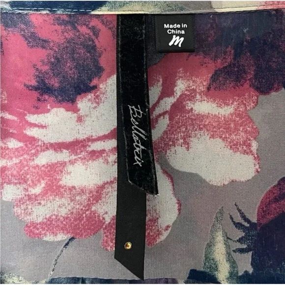 Bellatrix Women's Blouse Size Medium Top Long Sleeves Floral Bow Semi-Sheer - Picture 6 of 6